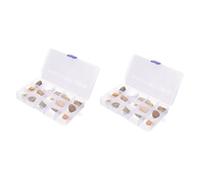 Alipis 2 Set esemplare fossile ornamento da scrivania Arredamento della scrivania arredamento in pietra Decorazione domestica campione di pietra naturale pietre scatola di plastica