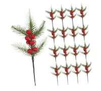 Alipis 20 Pezzi Rami di Pino Artificiali Innevati Bacche Finte per Decorazioni Natalizie Aghi di Pino dell’Albero di Natale e Steli di Bacche di Agrifoglio per Ghirlande e Composizioni