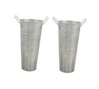 Alipis 2pezzi Secchio per Fiori in Zincato Vintage Vaso in Metallo da Fattoria Secchiello retrò per Centrotavola Decorazioni Stagionali e Giardino