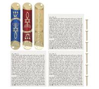 Alipis 3 Impostato Mezuzah con Pergamena e Decorazione | Lega e Metallo, Stella di Davide Dipinta a Mano, per Ingresso e Regalo Inaugurale