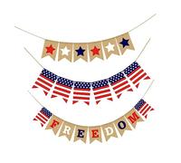 Alipis 3 pezzi Banner Decorativo Of July con Bandierine Patriottiche Colorate per Festa Dellindipendenza Usa per Finestre e