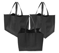 Alipis 3 pezzi Borsa per Spesa Riutilizzabile in Tessuto Non Tessuto Nero Leggera e Resistente Tote Portatile per Frutta Verdura Giochi e Libri Alternativa Ecologica alle Plastiche Usa e