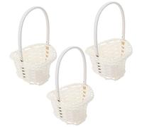 Alipis 3 Pezzi Mini Cestini Intrecciati Cesto di Plastica a Forma di Cuore con Manico Mini Cesti di Vimini Decorativi Cesti di Fiori Forniture Artigianali Cesti Regalo per Feste per