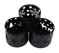 Alipis 3 pezzi Portacandele Sbalzo con Luci Tea Light Decorazioni Natalizie Eleganti per Tavola Centrotavola Festa Design Tema e Fiocco Nero