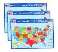 Alipis 3 pezzi Poster Mappa Usa per Studenti Decorazione Parete Cameretta Educativa con Stati e Città Stampa Resistente e Colori Vivaci per Aula e Casa