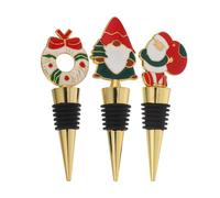 Alipis 3 pezzi Tappi per bottiglie di vino natalizi Tappi per bottiglie sigillanti Ghirlanda di Babbo Natale Elfo Salvavino Sigillanti per bevande riutilizzabili per feste festive