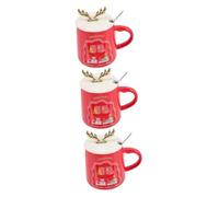 Alipis 3 Pz tazza tazzine caffe tazze caffe coffee cup bicchierini da boccale di birra tazze di vacanza tazzina da espresso boccale in ceramica da caffè natalizie rosso