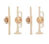 Alipis 4 Pezzi Spilla per Flauto e Tromba in Lega Oro, Spilla Musicale Creativa, per Insegnanti e Studenti, per Abiti e Borse, Gioiello Fantasia per Donna
