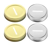Alipis 4 Pezzi Tappi 70mm in Metallo con Fessura per Monete - Coperchi per Barattoli di Vetro, Marmellata, Salvadanaio e Conservazione Compatibili con Vasi