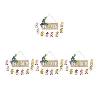 Alipis 4 Set cartello in legno con decorazione della porta ornamento annata adesivi fito grucce appendiabiti decorazione da parete per interni cartello da parete rustico di legno