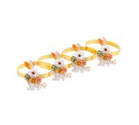 Alipis 4pezzi Anelli per Tovaglioli Forma di Coniglietto Pasquale Decorazioni per Tavola di Pasqua Accessori per Tavola delle Feste Porta Tovaglioli Primaverili in Lega