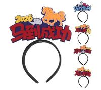 Alipis 5 cerchietti per capelli dell'anno del cavallo - Cerchietti per capelli per la vigilia del capodanno cinese con carattere cinese e figura di cavallo - Decorazioni per feste con cerchietti