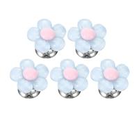 Alipis 5 Pezzi Pulsante Superiore Sciacquone Wc a Forma di Fiore Blu, Strumento di Pressione per Scarico Water per Unghie Lunghe, Accessorio Compatibile per Serbatoi Standard, Assistenza