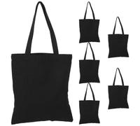 Alipis 6 Pezzi Borse Tote in Tela Nere 39,5x35,5cm Riutilizzabili e Dipingibili per Sublimazione e Lavori Creativi Grande Capacità per Adulti