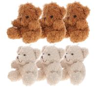 Alipis 6 pezzi Portachiavi Orso Peluche Morbido Fluffy Ciondoli Decorativi per Borse e Chiavi Accessori Leggeri e Colorati per e Auto con Marroni