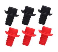 Alipis 6 pezzi Tappo Bottiglia Vino Silicone Riutilizzabile Rosso e Nero Tappi per Vino Birra Olio e Bevande Sigillatura per Uso Bar e Festa