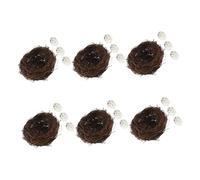 Alipis 6set Nido Artificiale per Uccelli in Rattan Intrecciato Mano con Uova Finte Realistiche Decorazione per Esterni e Interni di Piccoli Nidi