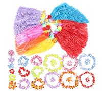 Alipis 6sets Gonna di Paglia Decorativa Hawaiana Accessorio per Feste di Hula di Ghirlande di Fiori Hawaiane Articoli per Feste di Luau Costume per Tema Isolano