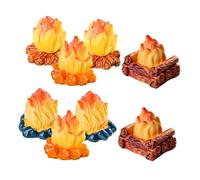 Alipis 8 Pezzi Miniature Campfire Figurines Resin Tiny Bonfire Ornaments For Dollhouse Tabletop And Office Decor Cozy DIY Craft Cartoon Style Warm Ambiance