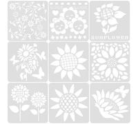 Alipis 9pezzi Stencil Girasole per Pittura su Pareti e Progetti Artigianali di Disegni Floreali e Mandala Adatto per Disegno e Decorazione Creativa