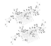 Alipis Accessorio per Chioma da Sposa 2 Pezzi Cristalli e Perle Pettine da Sposa Argento Resistente e Leggero Copricapo Elegante per Matrimonio e Damigelle