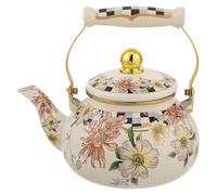Alipis Bollitore da tè in smalto floreale retrò: teiera vintage da 2,5 l adatta ai fornelli - teiera decorativa da cucina per preparare il tè, feste del e uso domestico