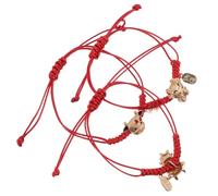 Alipis Braccialetti da Polso in Corda Rossa 3 Pezzi per Donna Stile Anno del Bue in Lega e Corda Rossa, Comodi da Indossare per Festa di Stagione Stili multipli
