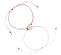 Alipis Braccialetti di Coppia Intrecciati a Mano con Cuore in Corda Regolabile, Set 2 Pezzi Bianco e Rosa per Anniversari e Giorni Speciali, Braccialetto Relazione Romantica Unisex