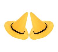 Alipis Cappello da Strega di Halloween in Feltro Spesso Giallo Cappello da Mago a Cono Unisex per Adulti e Accessorio Costume da Palcoscenico per Feste e Cosplay Rinascimentale