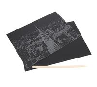 Alipis Carte da Grattare Vista Notturna Città, Set Fai da Te per Penna in Bambù, Immagine da Grattare Edifici Urbani Colorati per Attività Creative e Sviluppo Manuale