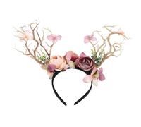 Alipis Cerchietto per Capelli con Corna di Renna e Fiori Natalizi Accessorio Confortevole e Non Deformabile per Feste di Natale e Cosplay Invernale