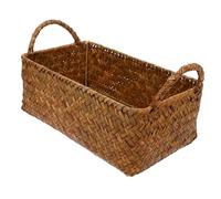 Alipis Cesta Portaoggetti Rattan Con Manico Organizer Da Scrivania Stile Giapponese Per Snack e Piccoli Oggetti Per Cucina e Ufficio Colore Arancione