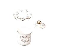 Alipis Coppa Offerta Buddhista in con Rilievo Fiore Decorazione Tazza Santità Resistente Anti-invecchiamento con Vassoio Uso e Meditazione
