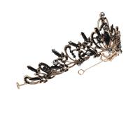 Alipis Corona Barocca Nera da Sposa in Lega con Strass Tiara Elegante per Matrimonio e Festa Accessorio Capelli Vintage Chic per Donna Principessa