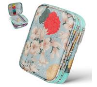 Alipis Custodia per Uncinetti Oxford Cerniera Organizer Portauncinetti Scomparti Borsa Portaoggetti Floreale per Lavoro a Maglia e Accessori Artigianali