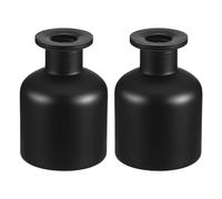 Alipis Diffusore di Fragranze in Vetro 150 Ml Opaco Nero, Set 2 Flaconi Ricaricabili Supporto per Bastoncini in Rattan, Vaso Diffusore Senza Fiamma per Aromaterapia e Profumazione