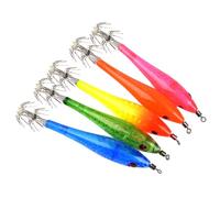 Alipis Esche Luminose da Pesca per Calamari e Polpi, Set 5 Pezzi Ganci Colorati Resistenti alla Corrosione per Pesca Notturna in Acque Profonde Colore Casuale