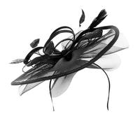 Alipis Fascia Chioma Donna Elegante in Rete Elastica e Piuma Nera, Accessorio per Feste e Performance Teatrali, Lavorazione Fine e Facile da Trasportare