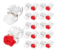 Alipis Fermagli per Chioma a Forma di Rosa 20 Pezzi, Piccole Mollette in Plastica Colorate Bianche e Rosse, Accessori Leggeri per Donne e Ragazze, per Decorare e Fissare Chioma in Ogni