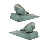 Alipis Fermaporta a Cuneo 2 Pezzi in Ghisa retrò Decorativo Piccolo Animale Verde Chiaro, Fermaporta da Pavimento per Porta Esterna e Interna in Casa, per Camera da Letto e Giardino
