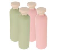 Alipis Flaconi da Viaggio 4 Pezzi 260 Ml Bottiglie Ricaricabili in Plastica PE Verde Avocado con Tappo a Scatto Antiperdite per Shampoo Gel Doccia e Lozioni Portatili per Viaggi e