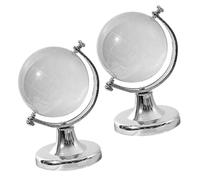 Alipis Globo di Cristallo Decorativo da Scrivania 2 Pezzi Base Stabile Mappamondo Geografico in Miniatura Trasparente per Ornamento e Regalo Festa