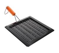 Alipis Griglia Perforata per Barbecue da Esterno con Manico in Legno Nero | Acciaio Inossidabile Leggero, Lascia Passare Calore e Fumo, Adatta alla Cottura Fuoco, per Pesce