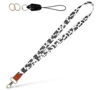 Alipis Laccetto da Collo con Motivo Mucca Set con Cordino Corto e Doppio Portachiavi in Poliestere e Similpelle per Chiavi Badge e Tessere Adatto a Studenti Insegnanti e Personale