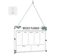 Alipis Lavagna Acrilica Trasparente Sospesa da Scrivania, Bacheca Multifunzionale per Studenti, Pannello Cancellabile per Appunti e Messaggi, Gancio e Corda Bianca 80 Cm, per Ufficio