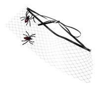 Alipis Maschera da Halloween a Rete Nera Decorazioni in Resina Lucida, Mezza Maschera a Forma di Ragno per Feste in Costume e Party di Halloween