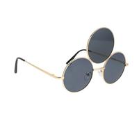 Alipis Occhiali da Sole in Metallo Nero, Forma Rotonda, Stile Trendy per Cosplay e Raduni, Accessorio per Performance e Fotografia Urbana