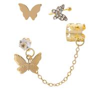 Alipis Orecchini Ear Cuff Design Raffinato e Semplice Farfalla Set 3 Pezzi in Lega con Cristalli Oro per Donne per Quotidianità e Occasioni Speciali