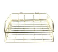 Alipis Organizer da Scrivania in Metallo Dorato 2 Pezzi Portadocumenti e Portariviste A4 Impilabili per Ufficio Contenitore Multiuso per Cosmetici e Documenti Ampia Capacità