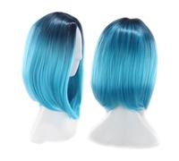 Alipis Parrucca Caschetto Da Donna Sintetica Sfumata Blu, Parrucca Cosplay Bob Corta Liscia Ad Alta Temperatura, Traspirante Comoda Riutilizzabile Per Feste e Halloween